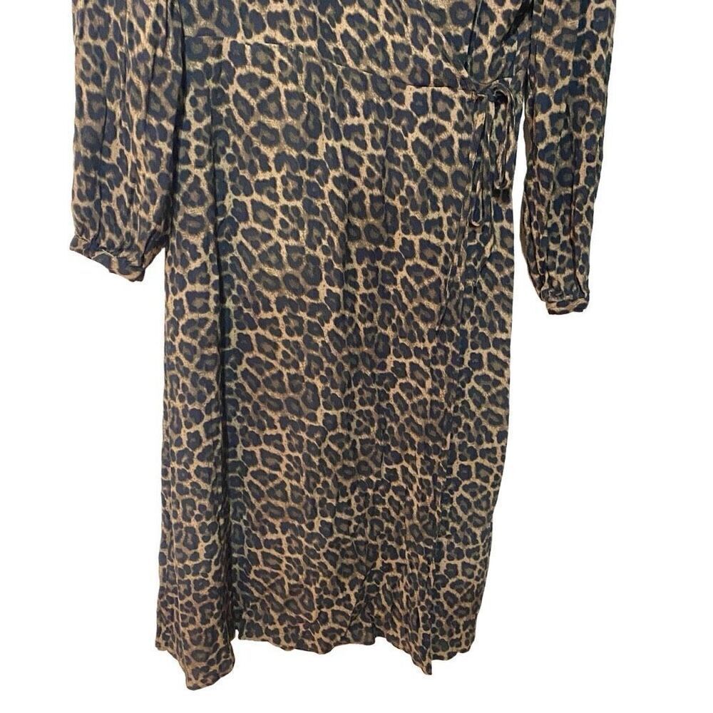 H&M Size 12 Wrap Around Leopard Print Dress Mid L… - image 5